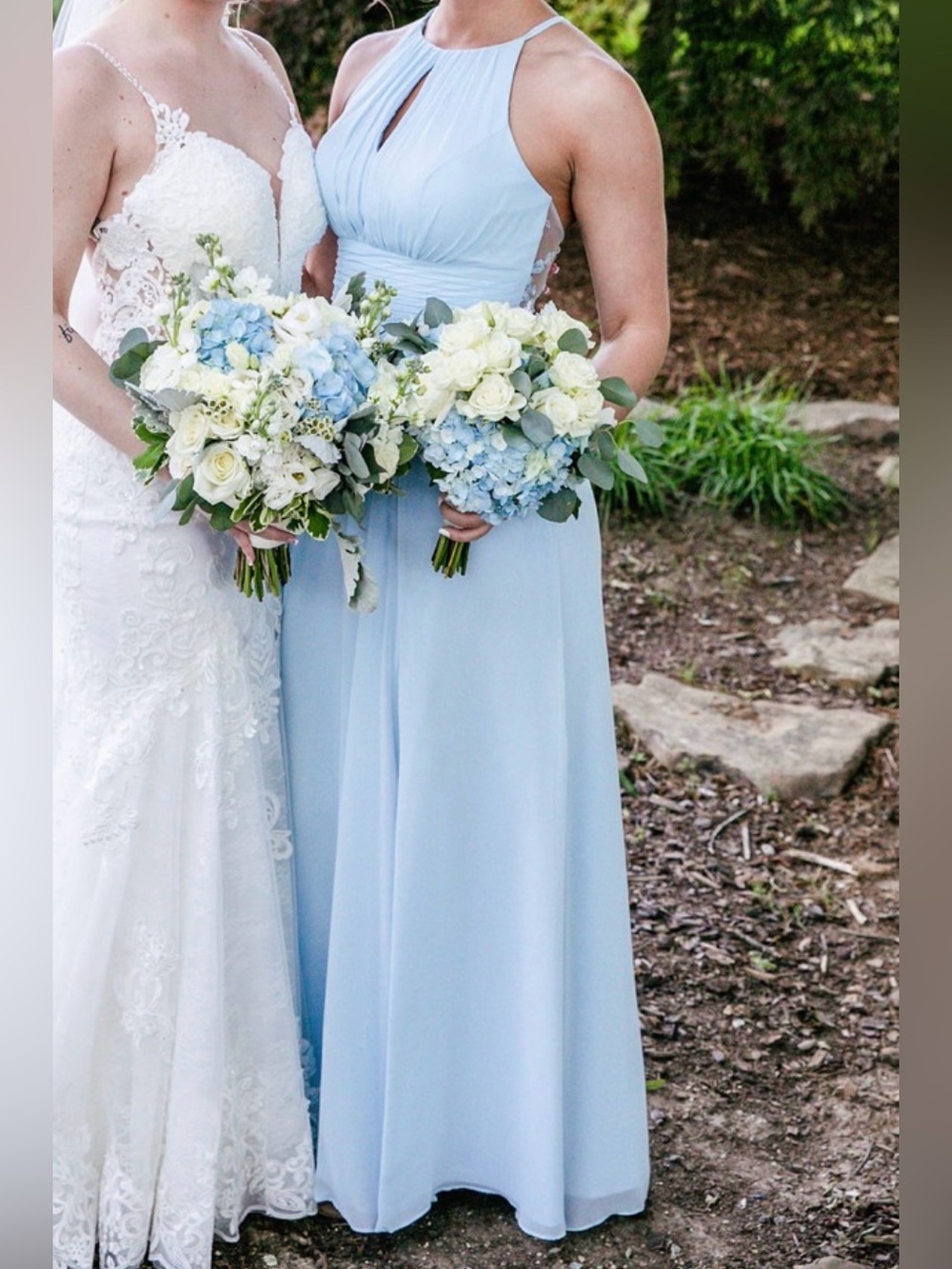 Azazie Bonnie Allure Sky Blue Halter Maxi Dress